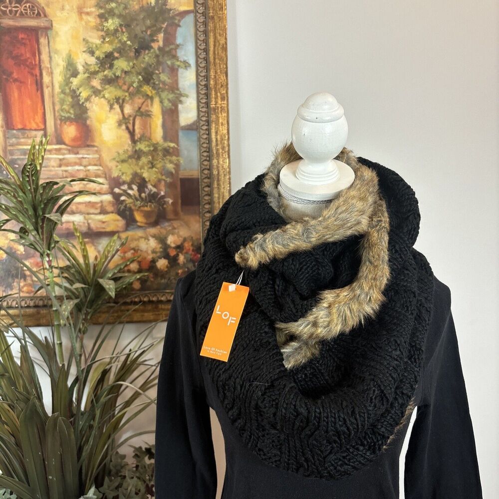 LOF Love Of Fashion NY Scarf Winter Scarf Women Knit Cowl Warm Neck Scarf Black